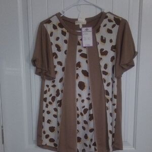 Perfect Tan Striped Leopard Top
